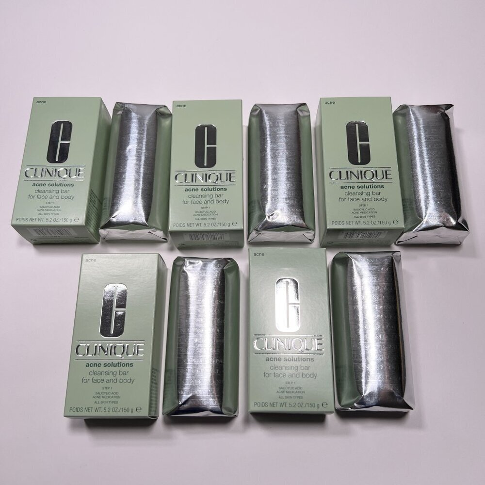 LOT of 5 Clinique Acne Solutions Cleansing Bar Soap For Face and Body Full Size